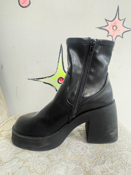 Steve Madden Black Platform Ankle Boots Goth Grunge Chunky 90s Emo Size 7