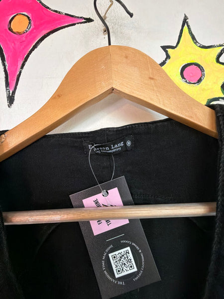 Y2K Black Denim Tailored Vest Indie Sleaze Mall Goth Academia Cropped M