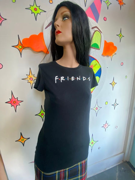 Vintage Friends TV Show Shirt 90s Graphic Baby Tee Black Retro Y2K Pop Culture