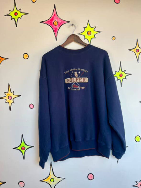 Vintage 90s “I’m the Best Golfer” Novelty Dad Pullover Sweatshirt | L–XL