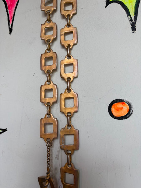 Gold Tone Geometric Hoop Belt Boho Western Grunge Statement Cinch | OS