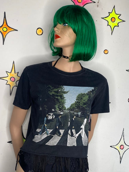 The Beatles Cropped Tee Band Shirt Rock N Roll Graphic Retro - Small