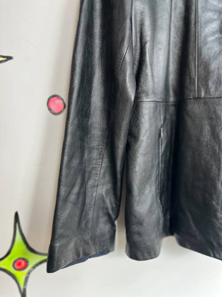 Vintage 90s Y2K Black Leather Grunge Racing Jacket - Wilson's Leather - size 6