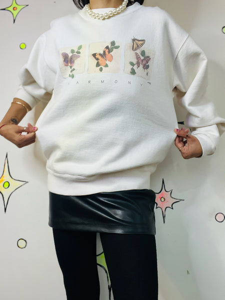 Vintage 90s Butterfly Sweatshirt Soft Grunge Y2K Pullover Cozy Boho Loungewear M