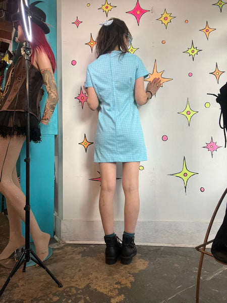 Vintage 60s Pastel Blue Mini Dress | Palm Royale Mod French Girl Retro Prep XS/S