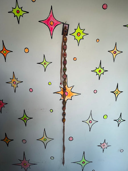 Boho Fairy Grunge Western Fringe Leather Belt Rainbow Concho