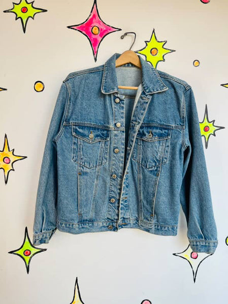 Vintage 90s Light Wash Blue Denim Jacket – Grunge Boho Soft Worn-In Style – M