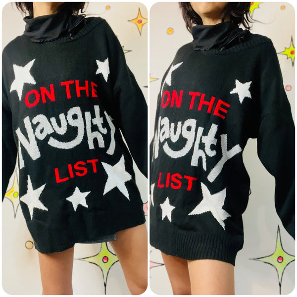 Vintage Y2K Naughty List Tacky Ugly Christmas Sweater – Holiday Party – XXL+