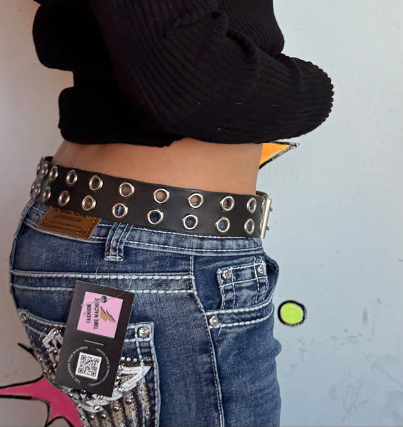 Y2K Grommet Belt | Goth Punk Grunge Double Hole Statement Belt