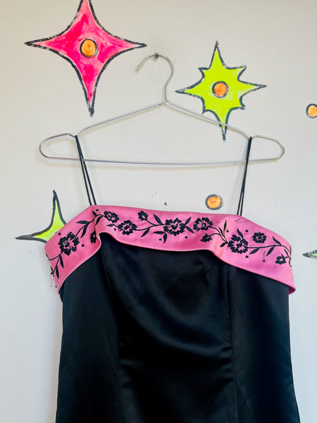 Vintage Y2K Pink & Black Formal Goth Fairy Princess Coquette Prom Party Dress 8