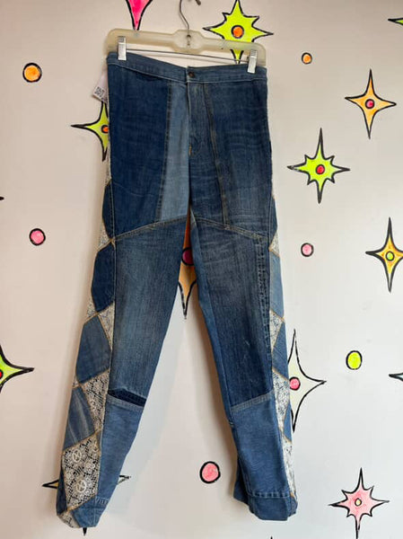 1970s Antonio Guiseppe Patchwork Denim Jacket & Pants Set – Rare Vintage - Small
