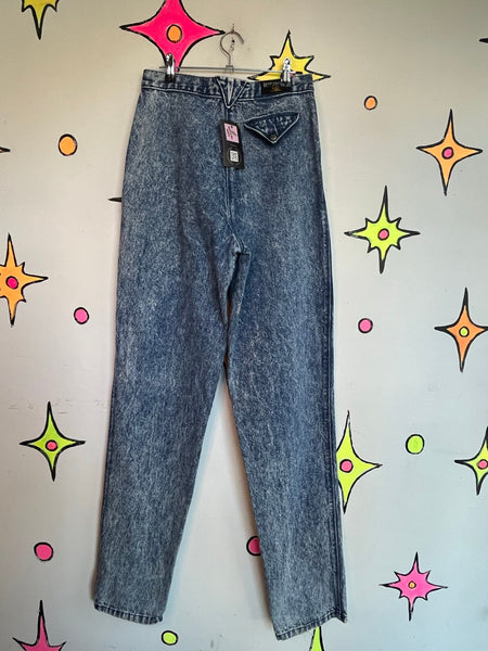 Rocky Mountain Acid Wash Jeans | 80s Western Cowboy Rodeo High Rise Denim S