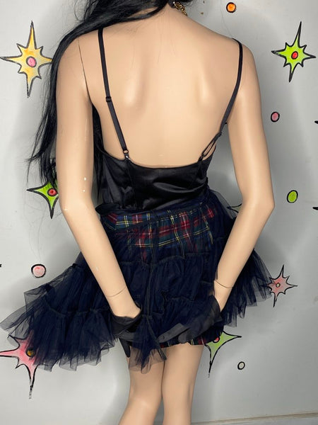 Black Tulle Tutu Skirt | Whimsy Goth Coquette Fairy Crinoline Cupcake Skirt M