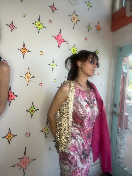 Y2K Gold Sequin Beaded Crochet Bag | Fairycore Glam Shoulder Purse