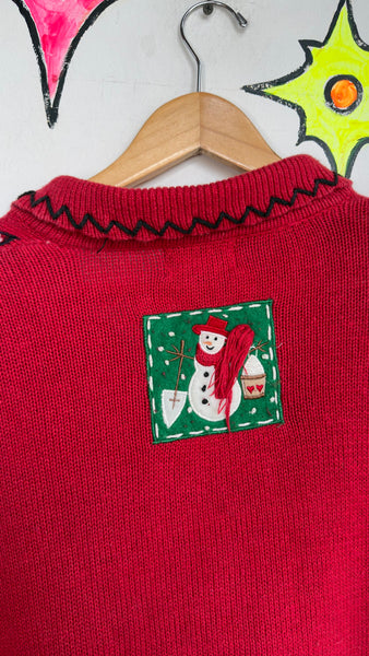 Vintage 80s 90s Ugly Christmas Cardigan Winter Tacky Holiday Sweater - Large