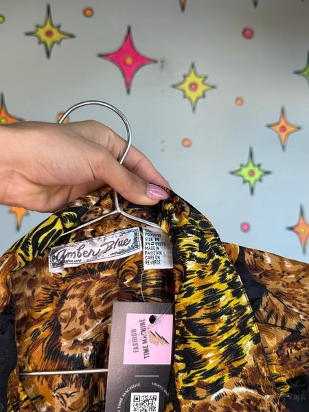 Animal Print Party Shirt Maximalist Trashy Chic Y2K Statement Button Up XL+