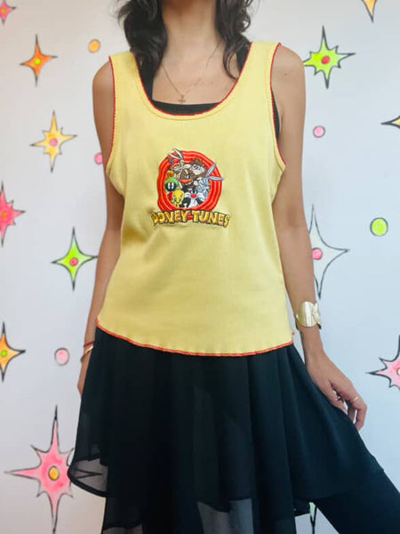 90s Y2K Looney Tunes Yellow Tank Top Tee – Vintage 3XL