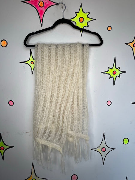 Fuzzy White Mohair Scarf Winter Coquette Softgirl Clean Girl Aesthetic