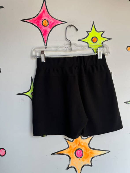 Y2K Black Sailor Shorts with Gold Buttons – Pirate Boho Grunge Goth – Size 2