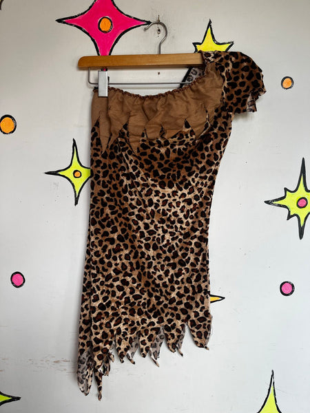 Cave Woman Costume Mini Dress Sexy Stone Age Halloween Flintstones Cosplay S