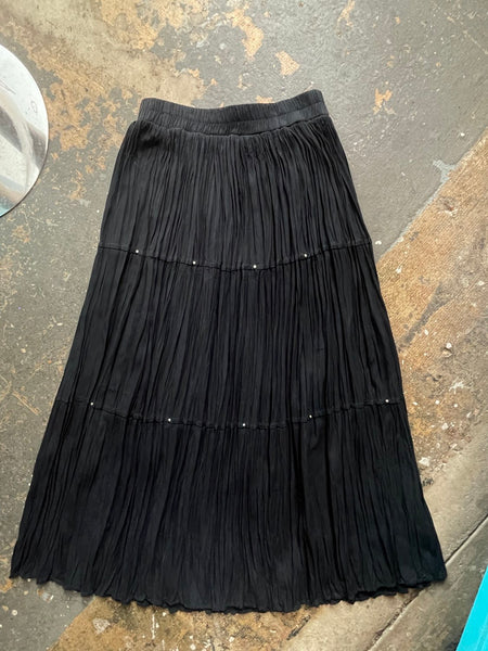 Vintage 90s Witchy Beaded Whimsygoth Black Maxi Skirt Boho Fairy Grunge - M