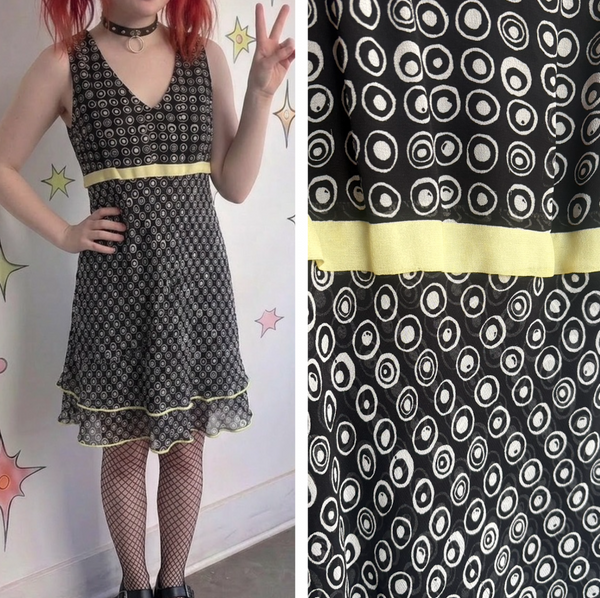 Y2K Silk Polka Dot Tiered Midi Dress Nine West Whimsigoth Twee Romantic M