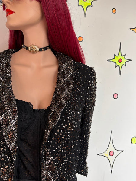 Adrianna Papell Evening Essentials Beaded Silk Blazer Maximalist Formal XL+