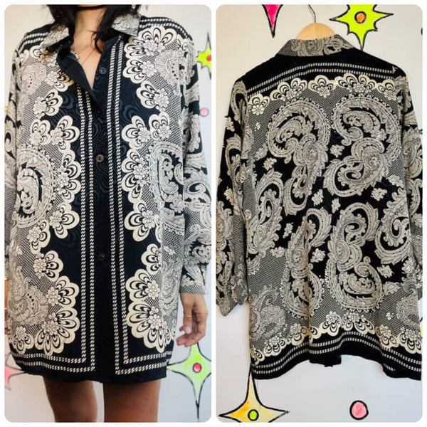 Vintage 80s Paisley Boho Fairy Grunge Whimsy Goth Flowy Blouse – XL+ Howard Wolf