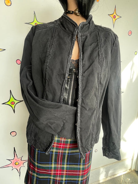 Vintage Y2K DKNY Military Jacket Black Utility Fairy Grunge Goth Streetwear L
