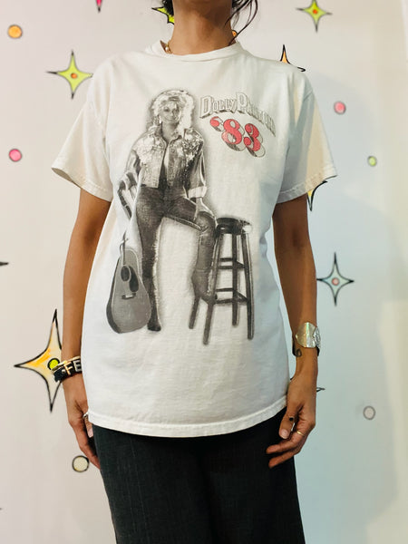 Vintage 1983 Dolly Parton Concert Tee White Western Band T Shirt S