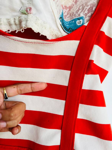 Vintage 50s Red & White Striped Swimsuit Gidget Sailor Nautical Playsuit - S