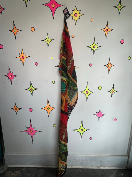 Vintage Crinkle Scarf 90s Artsy Avant Garde Boho Whimsy Wrap