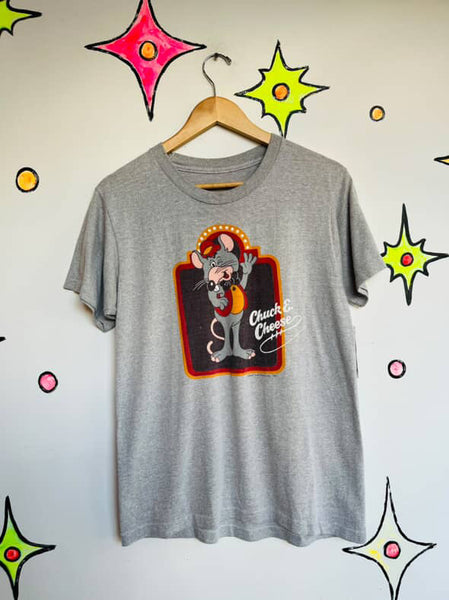 1981 Chuck E. Cheese Gray T-Shirt – Pizza Time Theatre Vintage Tee - S/M
