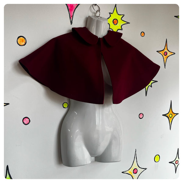 Vintage 1940s | Red Mini Caplet Cape Shrug