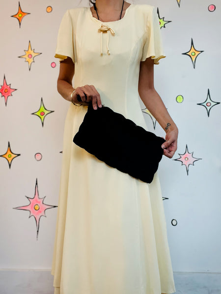 Vintage 1950s Black Crochet Clutch – Evening Bag Classic Cocktail Purse Handbag