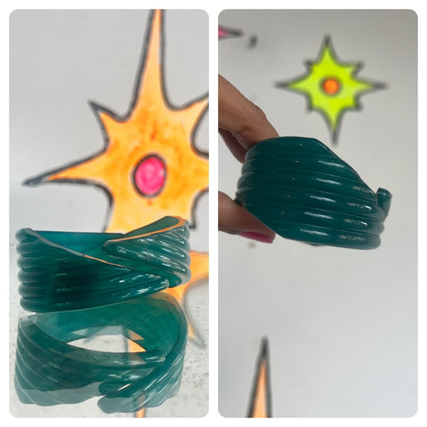 Vintage Lucite Art Deco Ripple Buch and Deichmann Cuff Bracelet