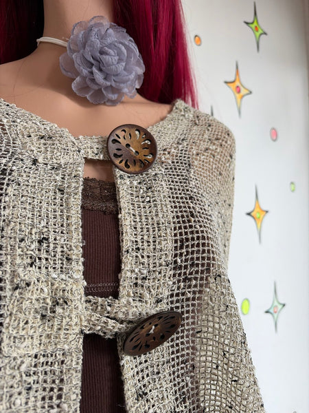 Sheer Crochet Boho Top Layering Piece Shrug Fairy Grunge Post-Apocalyptic S
