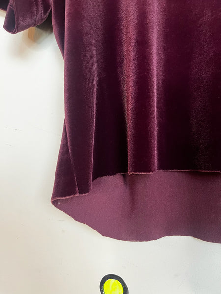 Vintage 90s | Stretchy Plum Velvet Mall Goth Fairy Grunge Crop Top | Size Large