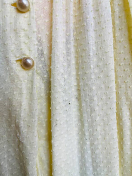 Vintage 1950s Pastel Yellow Fit & Flare Day Dress - Semi-Sheer - Size Small