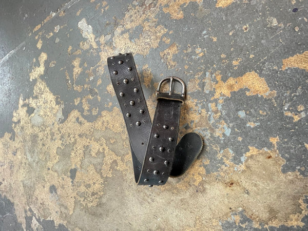Brown Studded Leather Belt Western Boho Grunge Statement Belt 34-35"