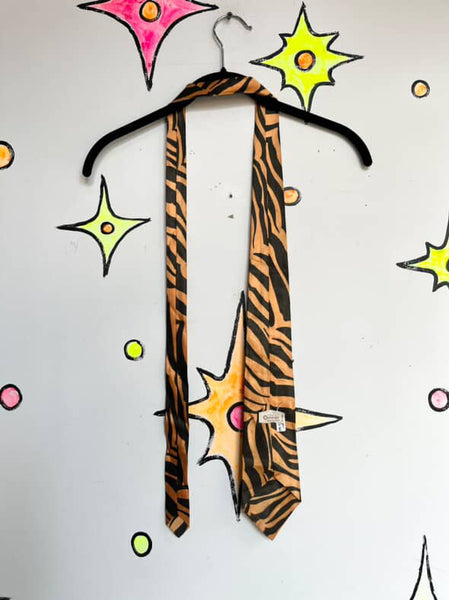 Vintage 80s/90s Tiger Stripe Men’s Neck Tie – Punk Grunge Animal Print