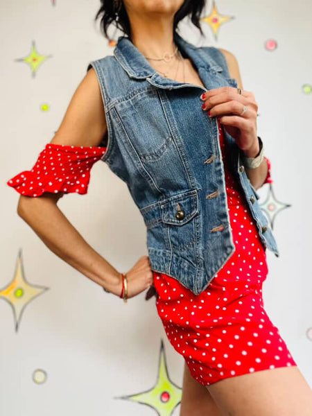 Vintage Y2K Denim Vest | Fairy Grunge Emo Indie Sleaze Layering Top | Size 10