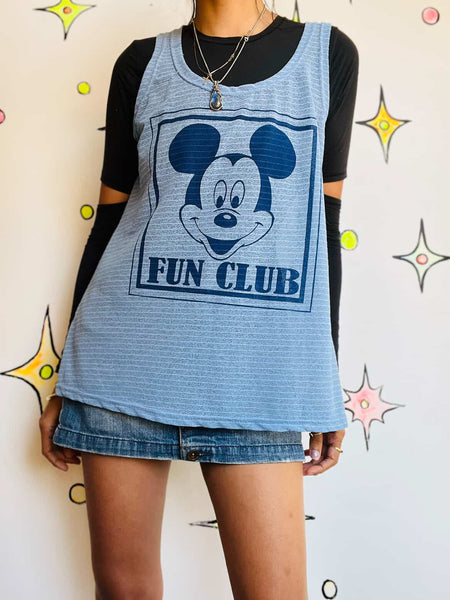 Vintage Unisex Mickey Mouse Fun Club Sleeveless Tank Top | 80s/90s Disney