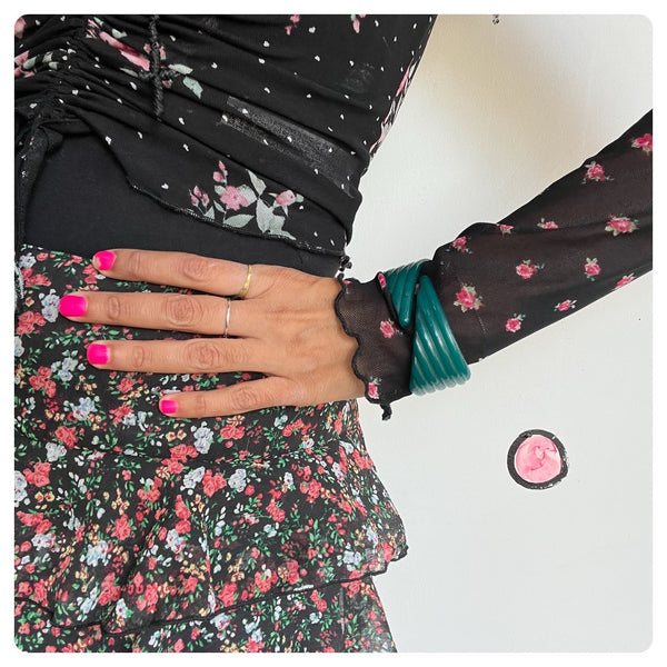 Vintage Lucite Art Deco Ripple Buch and Deichmann Cuff Bracelet