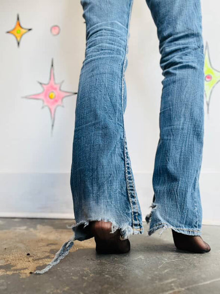 Y2K Big Star Embellished Low-Rise Jeans Indie Sleaze Fairy Grunge Flares – 26R