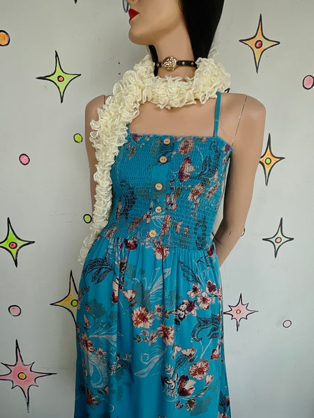 Y2K Teal Slip Dress ' Fairycore Boho Whimsy Grunge Maxi Dress XS