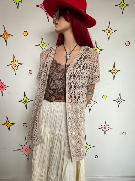 Tattoo Print Affliction Style Earth Tone Top Y2K Fairy Grunge Boho Mori Kei M/L