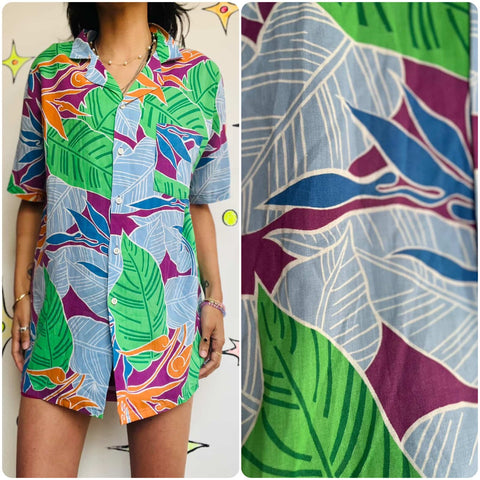 Vintage 80s | Retro Men's Aloha Surf Beach Hawaiian Tiki Party Shirt | Size M