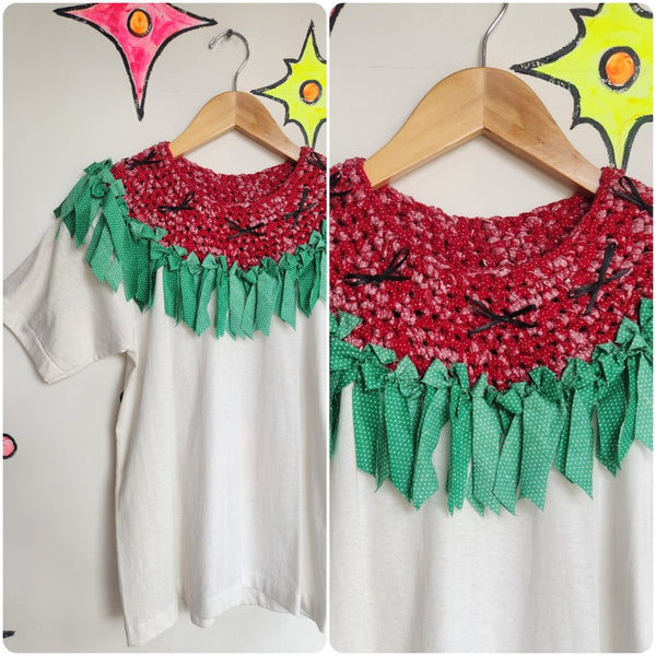 Vintage 80s 90s | Embellished Watermelon Art Handmade T Shirt