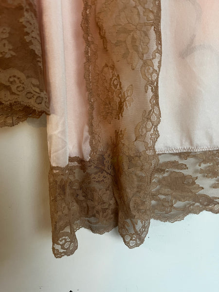 Vintage 70s Pink Lace Robe – Lingerie Nighty Boudoir Bed Jacket Babydoll S
